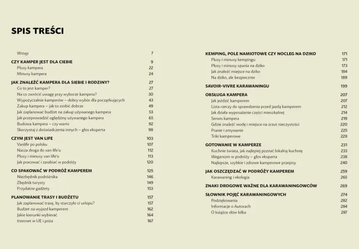 Spis treści: co na kemping, jak znaleźć kampera, van life, co spakować, planowanie trasy i budżetu, kemping, obsługa kampera, gotowanie w kamperze, jak oszczędzać.